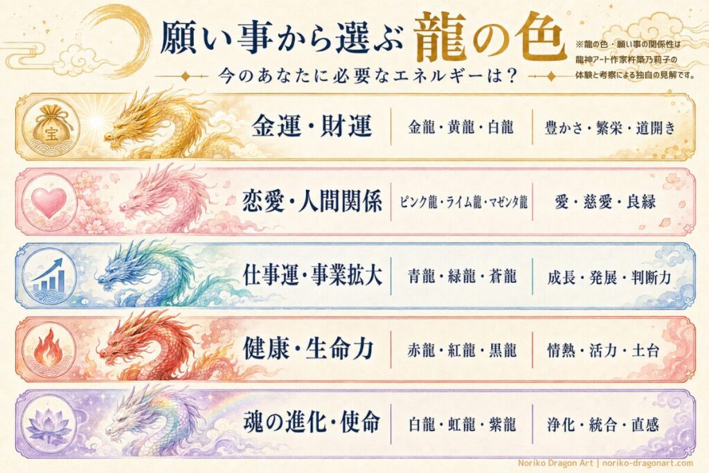 願い事から選ぶ龍の色の表