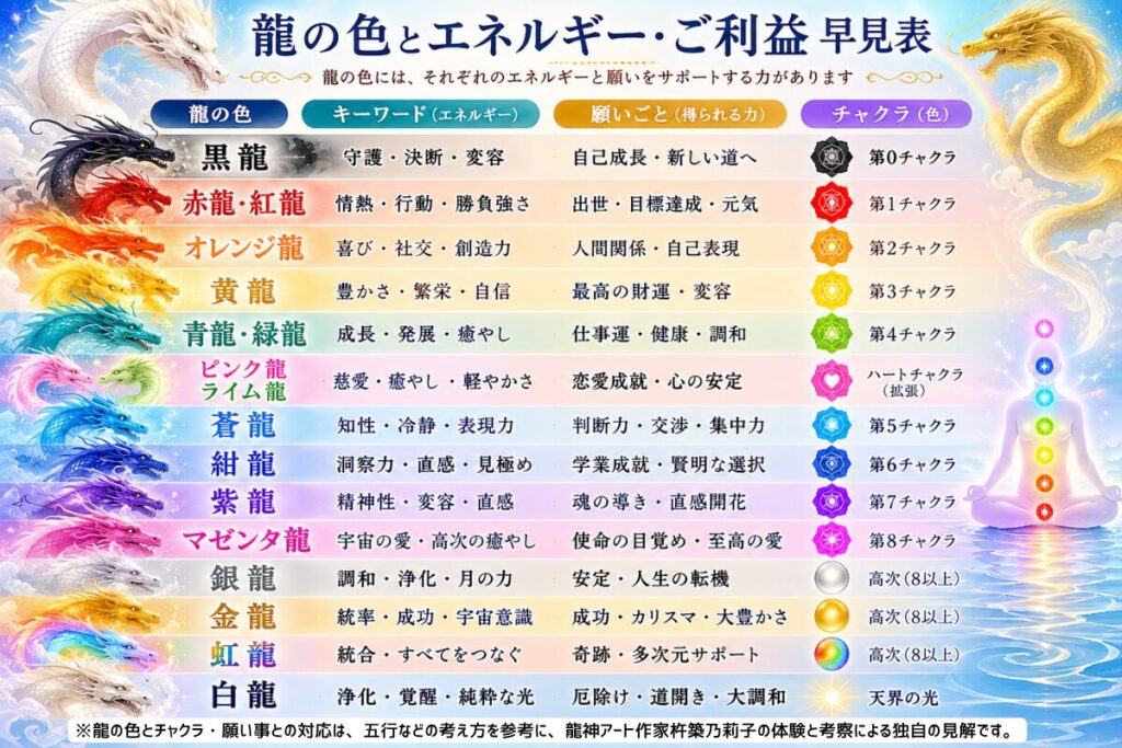 自分の守護龍の色の意味で願いを叶える方法教えます！【完全ガイド