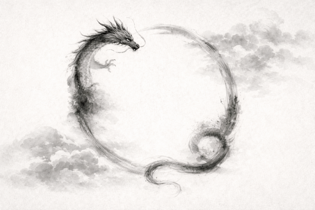 優雅な龍と雲の舞