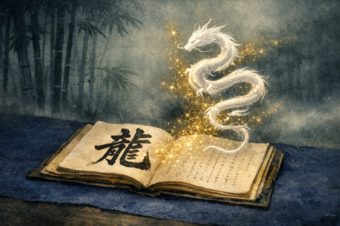 龍の舞い上がる書頁