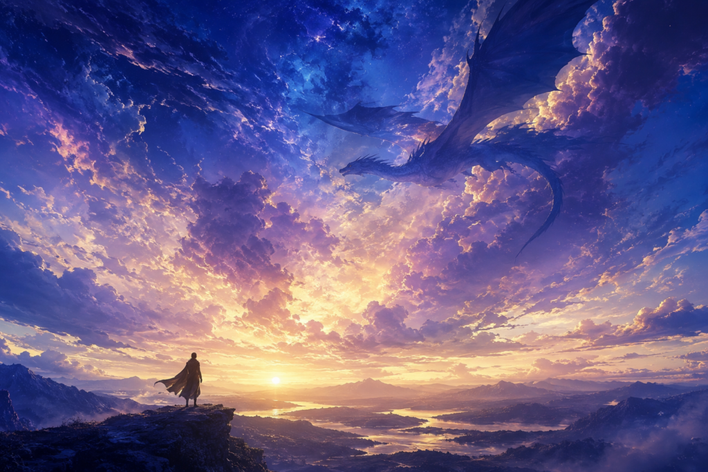 夕暮れの幻想的な風景