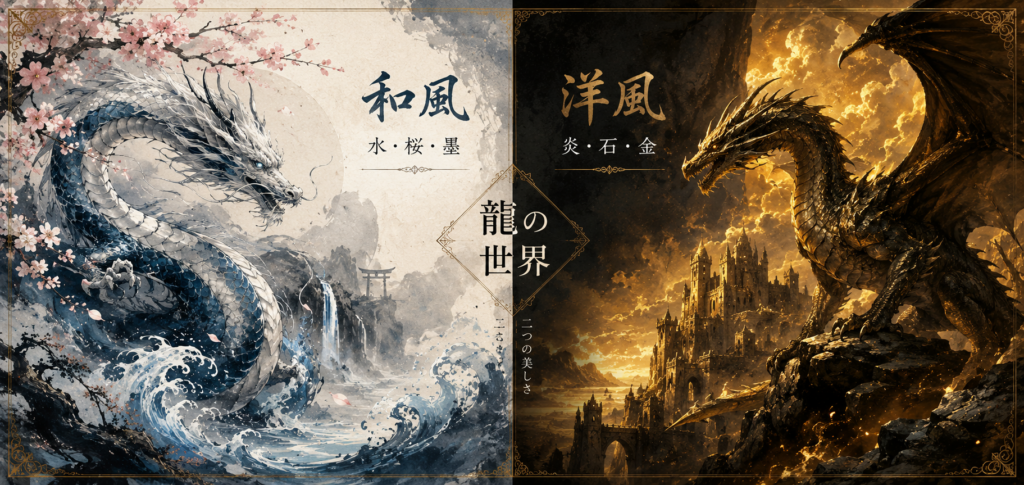 龍と炎の対決　和と洋