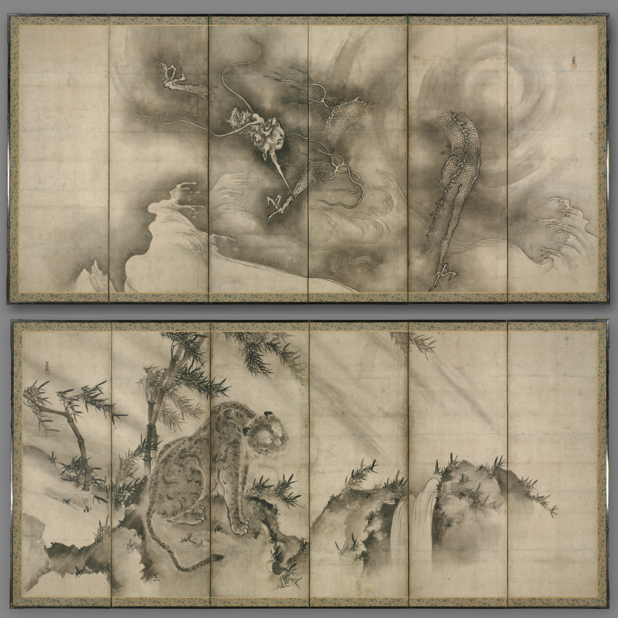 雪村周継《龍虎図屏風》The Cleveland Museum of Art / Open Access