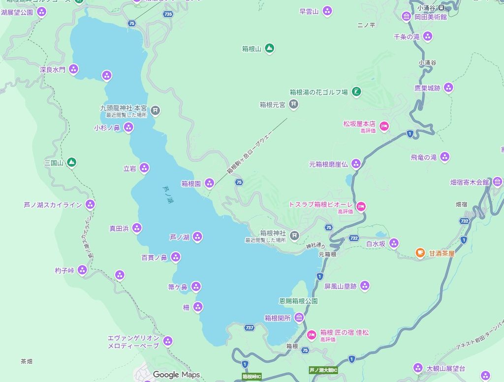 箱根神社周辺の地図