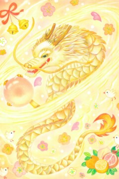 果奏の龍202510 龍神アート「果奏の龍」原画(杵築乃莉子)